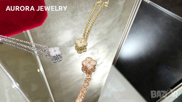 Van Cleef & Arpels VCA Gold Diamond Sweet Alhambra Clover Дамско Колие, снимка 8 - Колиета, медальони, синджири - 53918505