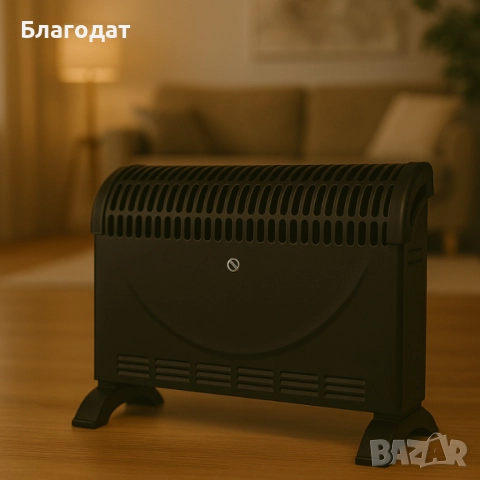 Конвекторен отоплител Rosberg – 2000W, 3 степени, с вентилатор, защита от прегряване, черен, снимка 5 - Отоплителни печки - 52883683