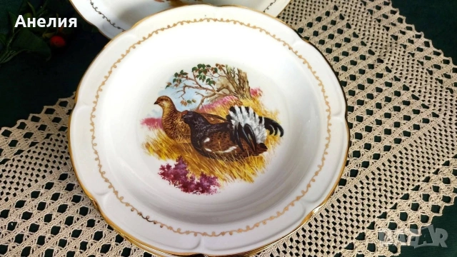 Френски чинии с ловни птици , снимка 3 - Чинии - 53217680