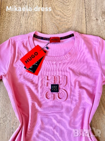 Суперсвежа ежедневна, пролетна памучна тениска от Hugo Boss в розово., снимка 6 - Тениски - 53882200