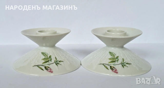 HUTSCHENREUTHER - Немски порцелан Двойка порцеланови свещници свещ , снимка 8 - Други ценни предмети - 53890489