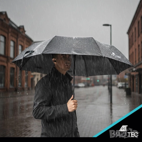 Автоматичен чадър 110 см - голям, сгъваем, ветроустойчив със защитен калъф, снимка 5 - Други - 52732990