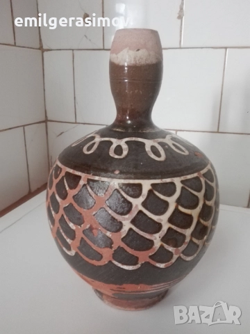 Стара глинена стомна , бъкел, чепкало за вълна , съдове., снимка 3 - Антикварни и старинни предмети - 32661756