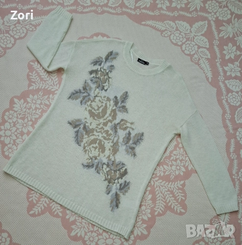 ИЗКЛЮЧИТЕЛНО КРАСИВА бяла ТОПЛА удължена блуза с бродирани цветя