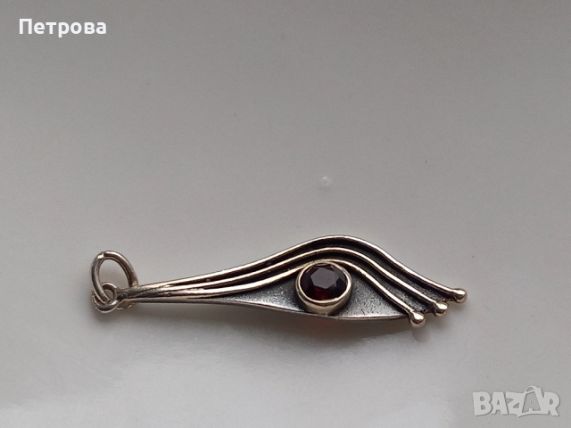 Сребърна висулка с гранат , снимка 5 - Колиета, медальони, синджири - 52029212