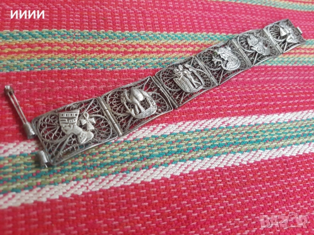 Сребърна гривна филигран 4, снимка 4 - Антикварни и старинни предмети - 52840366