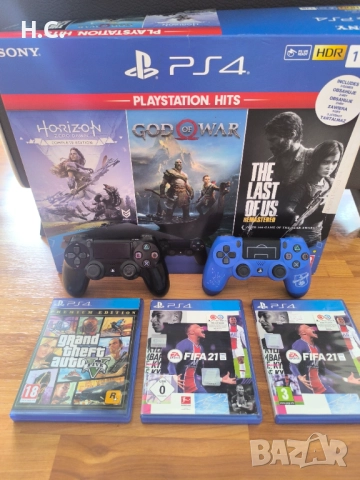 PS4 1 TB с 2 оригинални джойстика и игри 