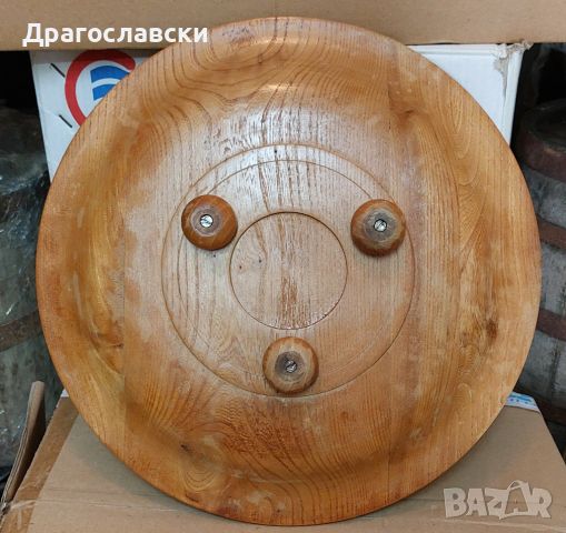 Красива голяма стара Дървена чиния - поднос, с три крака , снимка 2 - Други - 46364934