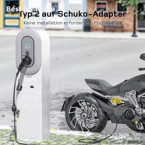 Адаптер тип 2 към Schuko щепсел за зарядно за електрически автомобили, велосипеди, скутери и др., снимка 4 - Друга електроника - 53706900