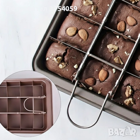 Форма за печене с разделители – 18 равни порции, незалепващо покритие и перфектни сладкиши у дома, снимка 3 - Съдове за готвене - 53076630