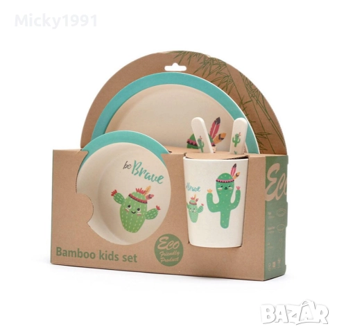 Бамбуков комплект за хранене от 5 части , снимка 4 - Прибори, съдове, шишета и биберони - 52828587