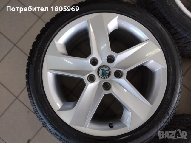 4бр. ал. джанти Skoda (оригинални) 5x112 , 7,5x17 , ET51 , централен отвор 57,1мм, снимка 3 - Гуми и джанти - 51795267