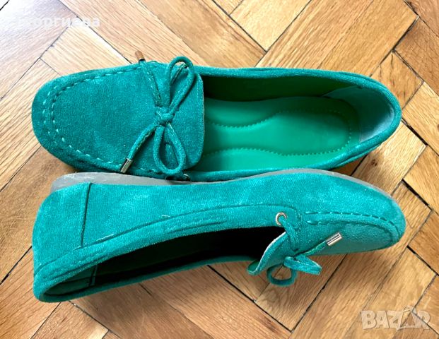 Дамски мокасинии в зелено, снимка 2 - Дамски ежедневни обувки - 45383966
