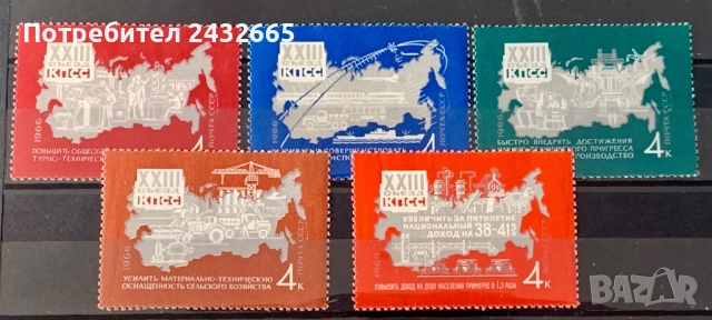 2699. СССР 1966 - “ Събития.  23 - ти Конгрес на КПСС. ”, **, MNH, снимка 1