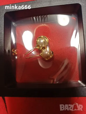 Златни обеци с перли., снимка 2 - Обеци - 50074076