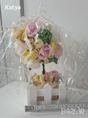 Подарък ръчно изработена декорация дръвче с цветя, снимка 5 - Декорация за дома - 52351264