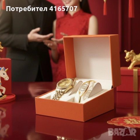 Елегантен дамски комплект: Часовник със златна верижка и камъни + гривна, снимка 4 - Бижутерийни комплекти - 53526192