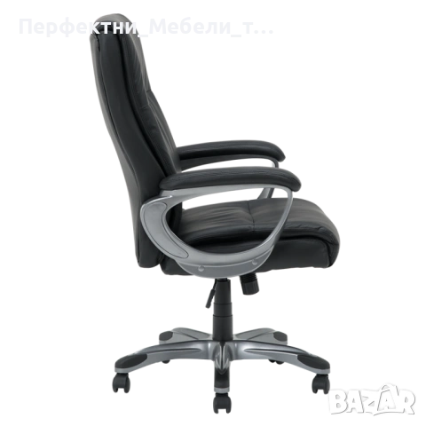 Удобен,конфортен директорски офис стол с черна еко кожа-до 130кг.-до изчерпване-намалена цена, снимка 3 - Столове за офис - 53096385