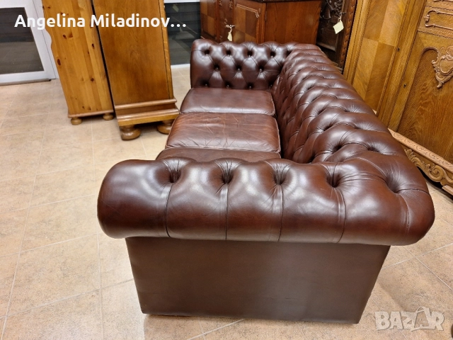 Диван тройка CHESTERFIELD естествена кожа , снимка 10 - Дивани и мека мебел - 51711411
