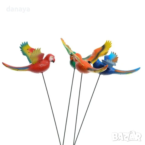 5941 Градинска декорация Папагал върху пръчка, 65 см, снимка 3 - Градински мебели, декорация  - 50662569
