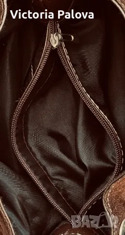 Велурена чанта с две дръжки цвят шоколад, снимка 9 - Чанти - 50180914