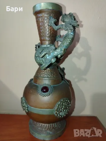 Антична китайска азиатска медна месингова драконова ваза от 19-ти век, снимка 8 - Други ценни предмети - 49840198