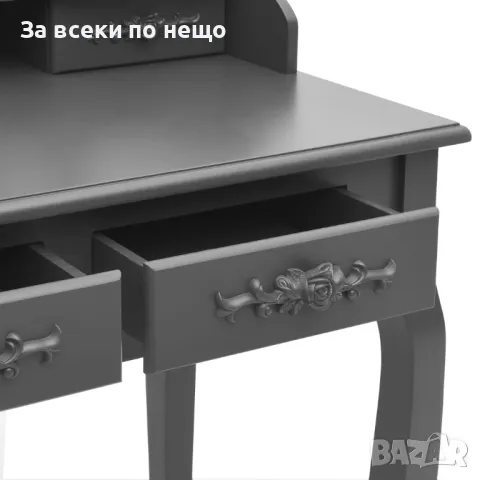 Комплект тоалетка с табуретка, сив, 75x69x140 см, пауловния Код P458, снимка 7 - Тоалетки - 50063089