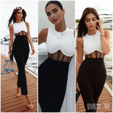 Дамски гащеризон в бяло и черно