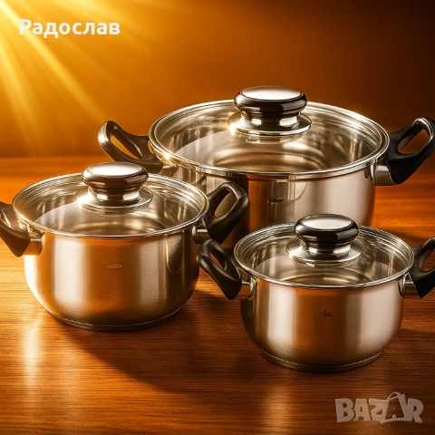 Комплект тенджери MC1855-6 части, снимка 5 - Съдове за готвене - 52133636