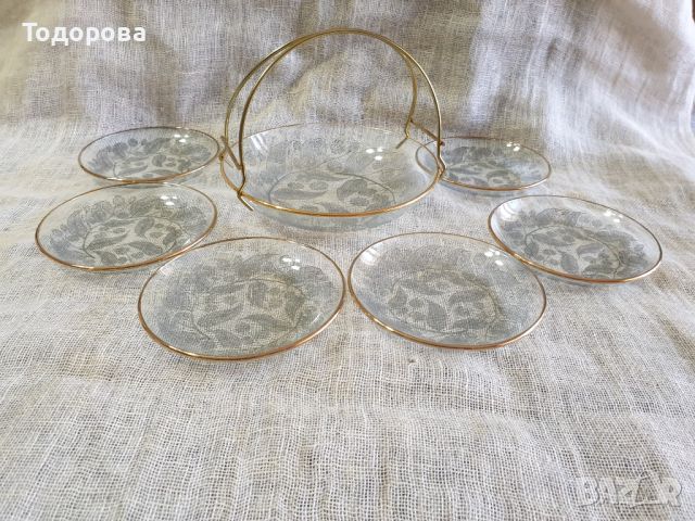Руски стъклен комплект "Лакомка" , снимка 2 - Сервизи - 45263277
