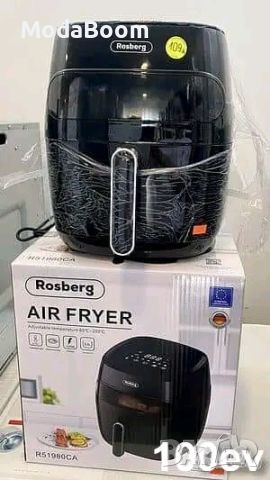 Фритюрник Air Fryer Rosberg R51980CA, 1350W, 5.2л., LED дисплей, Горещ въздух, Таймер, до 200°C, Чер, снимка 2 - Фритюрници - 46607927