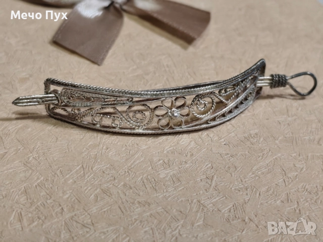 Стара сребърна шнола на коса Филигран , снимка 3 - Други ценни предмети - 52251218