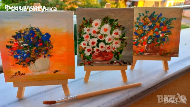 Авторски мини картини тема есен ,цена 10лв -картина и статив и големи картини , снимка 2 - Картини - 38707244
