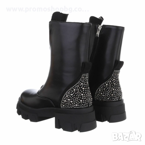 Дамски боти до глезена, еко кожа, Черен, снимка 5 - Дамски боти - 52983741
