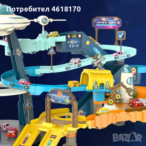 Игра за деца писта с колички на няколко нива - Космическа база, снимка 3 - Коли, камиони, мотори, писти - 52380128