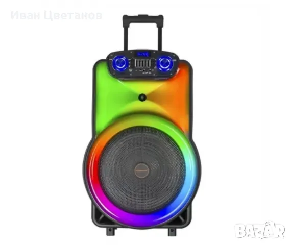 Преносима bluetooth светеща караоке тонколона 15 инча с два микрофона и дистанционно XH-1688