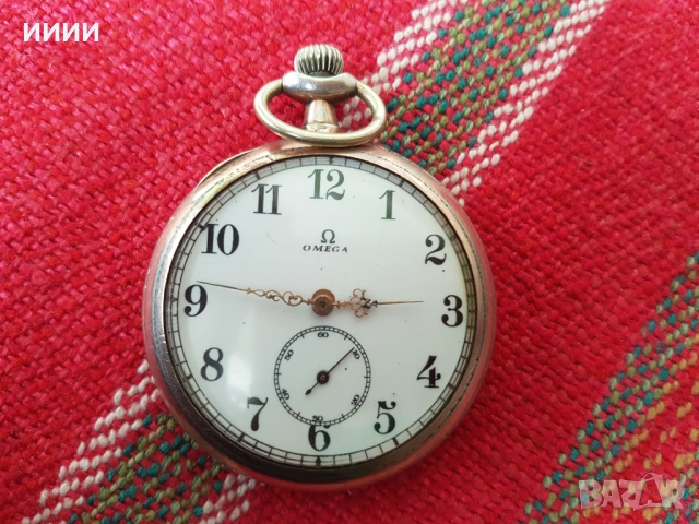 Сребърен джобен часовник OMEGA , снимка 5 - Антикварни и старинни предмети - 53718092