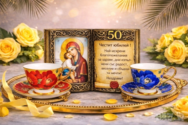 Подарък за 50 г. юбилей с икона Дева Мария