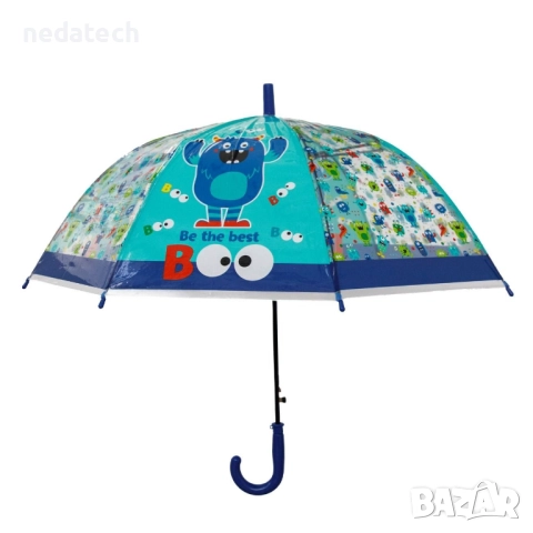 Детски чадър чудовища, Син, 66см.