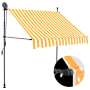 vidaXL Ръчно прибиращ се сенник с LED, 200 см, бяло и оранжево（SKU:145857, снимка 1 - Градински мебели, декорация  - 45046883