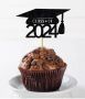 тога 2024 шапка дипломиране завършване бал малък брокатен топер топери за мъфини кексчета абитуриент, снимка 1