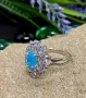 Сребърен пръстен 925 с натурални танзанити и в средата Син опал, снимка 2
