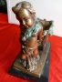 Jacques Bousseau Стара Бронзова Статуетка Херувим с Количка, снимка 2