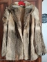 Винтидж кожено палто естествен косъм бежово размер М, снимка 2