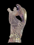 Декоративна стъклена фигура Ангел - със сребриста стойка и сребристи ангелски криле. Размер: 18см, снимка 1 - Статуетки - 44974374