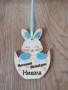 Персонализирани дървени висулки зайчета за Великден , снимка 2