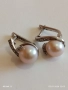 Елегантни сребърни обеци с инкростация перла и диамантени люспи стерлингово сребро 50989, снимка 8