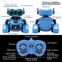 JQLM Акумулаторна детска играчка робот с дистанционно и управление със жестове с ръце, музика, синьо, снимка 4 - Музикални играчки - 45115811