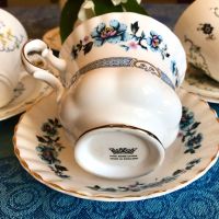 Argyle Английски Костен Порцелан В синьо Сет за чай/кафе Нежни цветя, снимка 7 - Чаши - 45381147