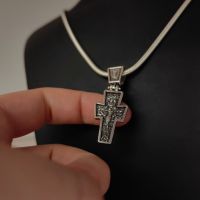Сребърен кръст, кръст с разпятие, православен кръст, сребърен двулицев кръст, сребро 925, снимка 1 - Колиета, медальони, синджири - 45777147
